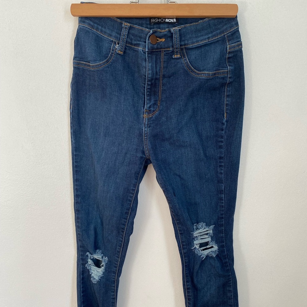 Ripped blue jeans